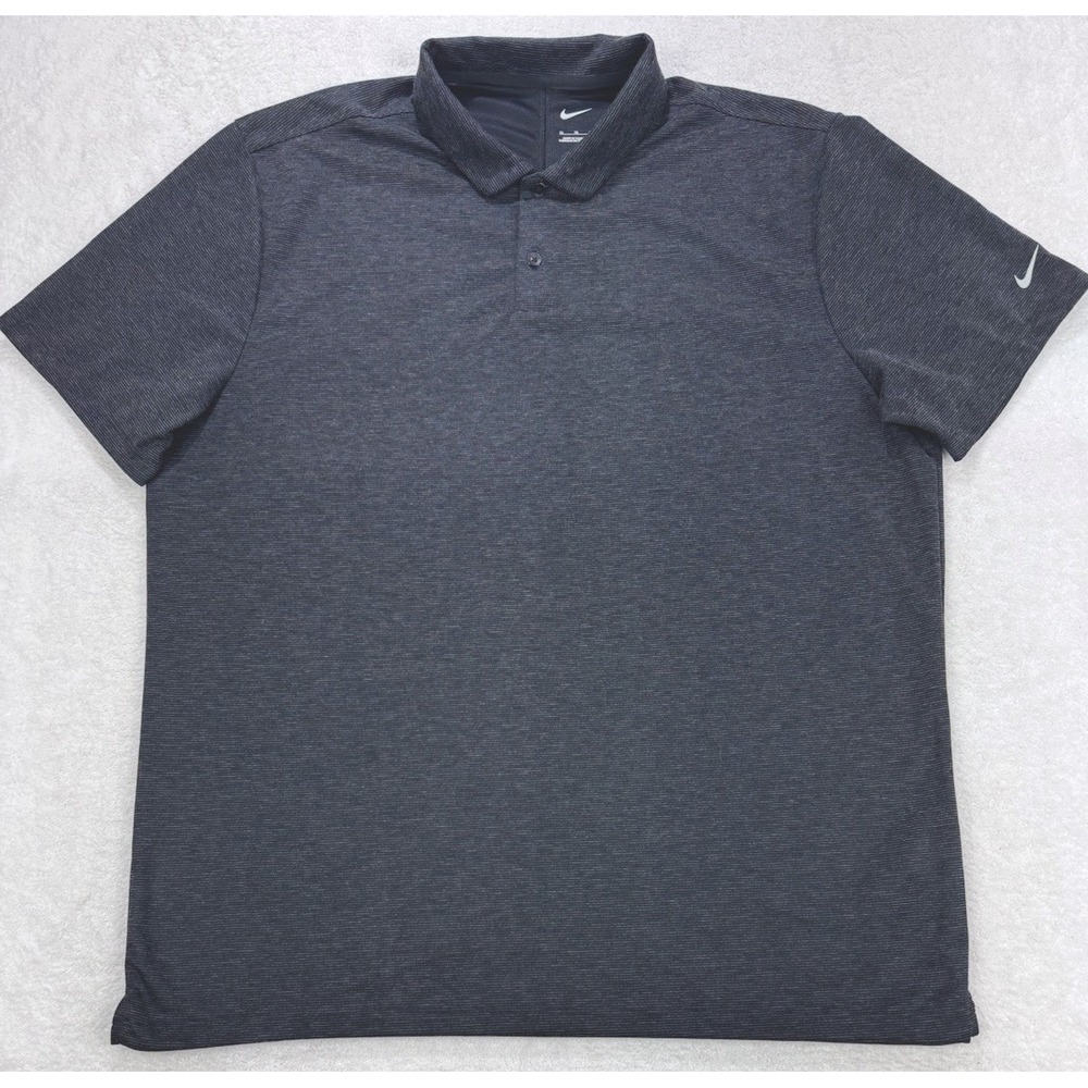 Nike Polo Mens XL‎ Black Gray Striped Lightweight